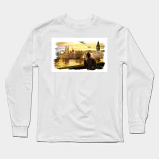 Sherlock Holmes walking on the Thames Long Sleeve T-Shirt